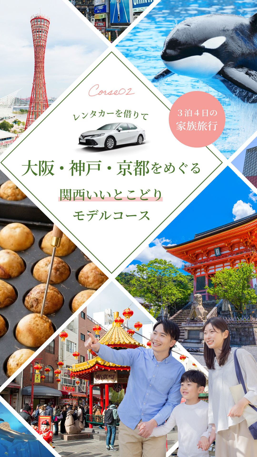 3泊4日の関西家族旅行！レンタカーで大阪・神戸・淡路島・京都をめぐる関西いいとこどりモデルコース